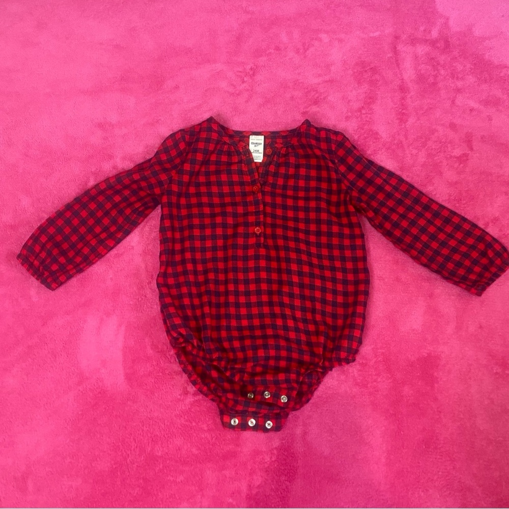 H&M Red and Black Checkered Kids Bodysuit